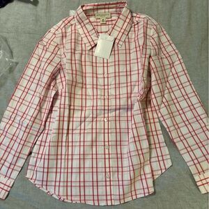 Appleseed's pink and White Plaid Shirt